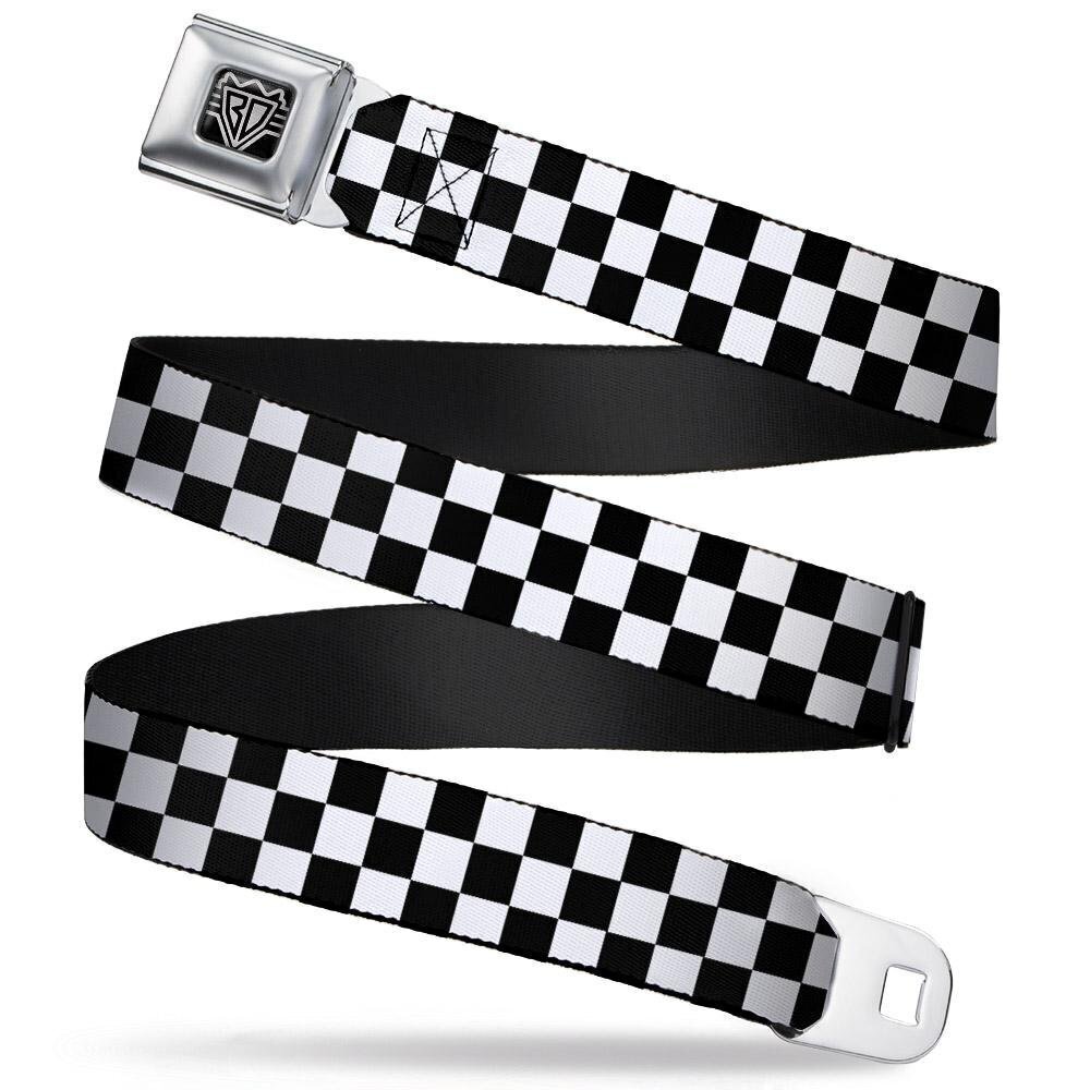 5779 unisex adult Seatbelt Buckle Checker Black White Belt, Checker